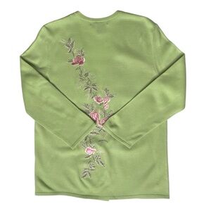 Vintage Embroidered Floral Sweater Size S Cardigan Nina Leonard Flowers Classic